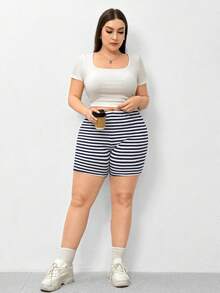 SHEIN Essnce Quần short đạp xe ôm sát, thoải mái, thời trang mới mùa hè dành cho nữ cỡ lớn (3 chiếc) - Nhiều màu - Xem 8