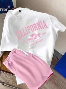 Manfinity Joysei Bộ áo thun ngắn tay màu trắng và quần short dệt màu hồng dành cho nam, kích thước tiêu chuẩn. - Nhiều màu - Xem 8