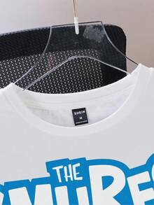SHEIN X The Smurfs 男士卡通印花圆领短袖休闲T恤 - 白色 - 查看 3