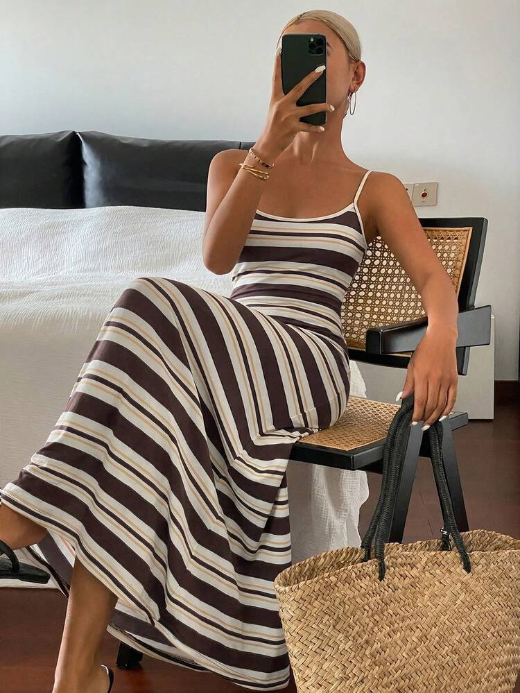 Summer New Striped Beach Vacation Casual Dress For Women