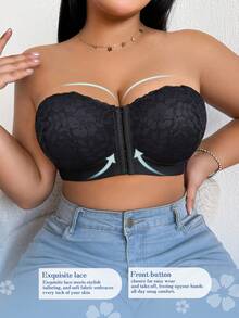 DesireSculpt Sutien invizibil cu închidere frontală din dantelă, mărime plus, 2 buc/set, 2 buc/set - Multicolor - Vizualizare 3