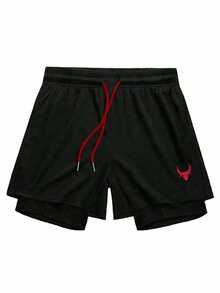 RISE LYT Men's Simple Print Crew Neck Short-Sleeve Top And Shorts Tracksuit - Black - View 3