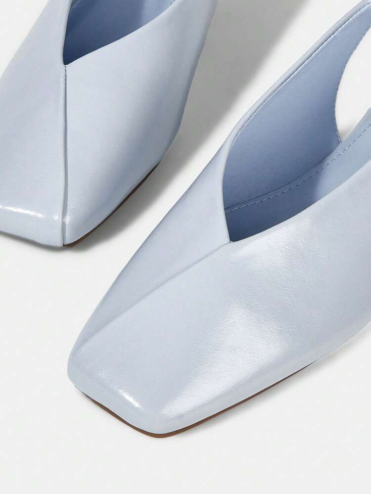 WOMEN SHOES NEW EUROPEAN AND AMERICAN RETRO FASHION PU LEATHER V-CUT SQUARE TOE FLAT BOTTOM SLINGBACK SANDALS, BLUE VERSATILE CASUAL SLIP-ON LIGHT, COMFORTABLE, SIMPLE AND ELEGANT HIGH-END SHOES
