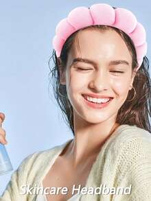 Bộ 3 băng đô spa gồm 1 băng đô rửa mặt, 2 băng đeo cổ tay và 3 băng đô khác, màu hồng nhung mềm mại, có nơ, thích hợp cho nữ và bé gái, dùng trong chăm sóc da, trang điểm, tắm rửa và làm đẹp. - Nhiều màu - Xem 5