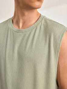 Driftmere 男士素色背心上衣和腰部抽繩長褲 - 淺灰色 - 查看 4