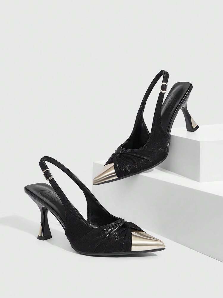 CUCCOO SZL Women Shoes Pointed Stiletto Black Simple Fashion Banquet Party Women's High Heel Shoes Slingback Women's Shoes Prom Heels