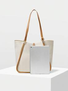 MOTF PREMIUM TAS TOTE WANITA, LIBURAN MEWAH, KAPASITAS BESAR, TAS BAHU LIPAT. - Gading - View 5