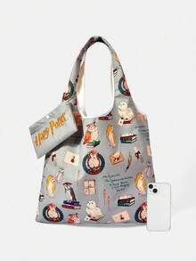 HARRY POTTER X SHEIN 1 paquete, Bolso tipo chaleco de pana con estampado de búho, de gran capacidad. - Multicolor - Ver 5