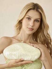 MOTF Túi xách dự tiệc dành cho nữ, túi cầm tay sang trọng cho tiệc tùng và hẹn hò. - Màu trắng - Xem 1