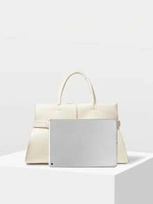 MOTF BOLSO DE MANO PARA MUJER, EXQUISITO Y SENCILLO BOLSO DE GRAN CAPACIDAD PARA IR AL TRABAJO. - Beis - Ver 5