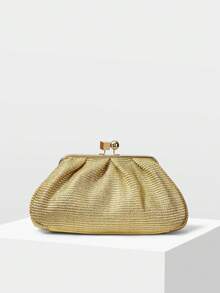 MOTF PREMIUM FASHION CLIP CLUTCH BAG, EXQUISITE PARTY PARTY AND DINNER BAG - Golden weave - View 3