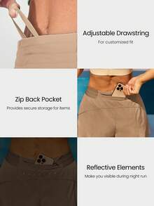 GLOWMODE 2.5" VitalSwift Mile Maker Lightweight Quick-Dry Odor Control Built-In Briefs Adjustable Waist Running Shorts Gym Outdoors - Khaki - View 6