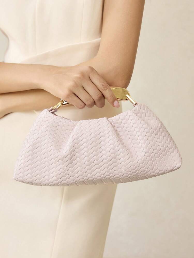 LADIES PU WOVEN EMBOSSED, FINE HARDWARE, HANDBAG