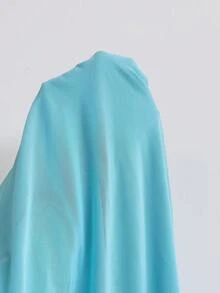 Soleia Vestido mini con camisola fruncida de unicolor para mujer de talla grande - Celeste - Ver 7