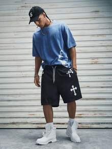 Modcrash Pantalones cortos para hombre, estampado de ropa de calle, ajuste relajado con cordón, playa, correr, baloncesto, exterior, primavera verano, unisex - Multicolor - Ver 6