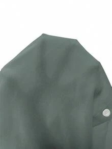 Franclia 法式优雅编织翻领长袖系带开衫，新款夏季白色女式衬衫 - 霧霾藍 - 查看 5