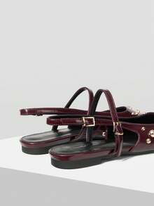 MOTF ZAPATOS PLANOS DE MUJER CON REMACHES METÁLICOS - Burdeos - Ver 7