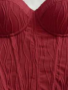 Soleia 女士度假风波浪针织纹理吊带背心，纽扣闭合，性感吊带上衣，适合海滩、约会、度假、婚礼、音乐节、波西米亚风度假等场合，可叠穿或单穿，四季皆宜 - 紅色 - 查看 7