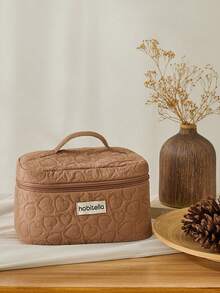 1/2/3 Buah Tas Kosmetik Kain Oxford Baru, Kapasitas Besar, Tas Penyimpanan dan Perlengkapan Mandi Portabel dan Praktis untuk Perjalanan, Tas Tangan dengan Motif Hati untuk Penyimpanan Kosmetik - Dusty Pink - View 7