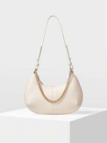MOTF BOLSO DE HOMBRO PARA MUJER MARRÓN RETRO, DECORACIÓN EXQUISITA CON CADENA - Beis - Ver 1