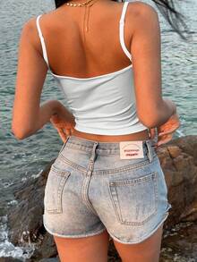 Áo camisole lửng ôm dáng in hoa, thích hợp cho nữ, phong cách thường ngày, mùa hè. - Nhiều màu - Xem 2