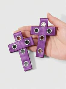 ROMWE Goth Bộ 2 phụ kiện tóc phong cách Y2K ngọt ngào và cá tính, mang hơi hướng retro nhẹ nhàng sang trọng, màu tím, gồm kẹp tóc hai lớp bằng da bóng và kim loại, cùng với kẹp tóc hình chữ thập, kẹp mỏ vịt và kẹp tóc lệch bên. Thích hợp cho bé gái, phụ nữ, chị em gái, bạn gái, để đeo hàng ngày hoặc làm quà tặng ngày lễ. - Màu tím - 36 - Xem 11