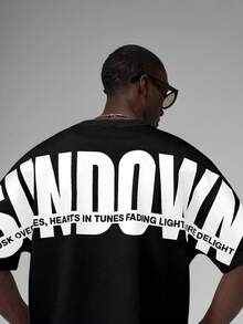 STYNVO 男士圆领字母图案休闲百搭日常短袖T恤 - 黑色 - 查看 3