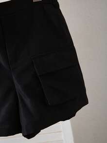 Sparklyn Bộ 2 món cho bé gái, thích hợp mặc đi biển, phong cách nhiệt đới, gồm áo tank top móc cổ bất đối xứng và quần short cargo, đồ đôi cho chị em gái. - Đỏ - Xem 5