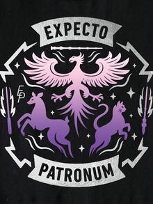 HARRY POTTER X SHEIN 少女字母图案印花圆领短袖T恤 - 白色 - 查看 3