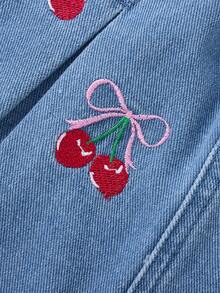 SHEIN Chân váy denim xếp ly cho bé gái, chân váy boho mùa xuân hè. - Rửa nhẹ - Xem 5