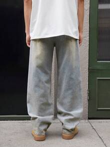 Open Phase Quần jeans nam thời trang đường phố dáng rộng màu xanh sâm panh, phong cách retro Mỹ, unisex, kiểu dáng thoải mái, phù hợp cho trang phục mùa hè – Thích hợp cho mặc hàng ngày và kỳ nghỉ hè. - Rượu sâm banh - Xem 2