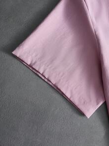 PAVTROS Bộ áo sơ mi và quần short nam dáng rộng, thời trang đường phố, thêu khẩu hiệu, thích hợp cho việc đi lại hàng ngày vào mùa hè. - Hồng - Xem 6