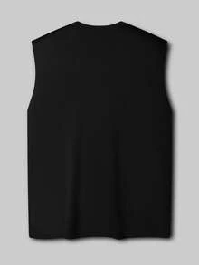 Manfinity Dauomo Camiseta de tirantes básica y casual con estampado para hombre - Negro - Ver 2