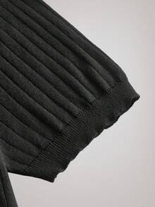 Officeau Áo polo nam tay ngắn dệt kim gân sọc mùa hè - màu đen - Xem 4