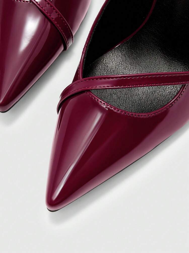 CUCCOO BIZCHIC Women Shoes Pointed Stiletto Burgundy Back Strap Fashion Commuter Versatile Daily Going Out Shopping Work Shoes Women's High Heel Shoes Slingback Shoes