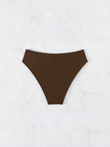 SHEIN Swim 2026春夏新款女士侧高衩纯色休闲比基尼泳裤 棕色比基尼泳裤 棕色泳装下装 Zestiva泳装斑马纹比基尼套装 棕色泳衣下装 棕色内裤 - 棕色 - 查看 6