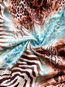Soleia Damen Große Größen Sommer Urlaub Blau Leopard Muster Künstlerische Graffiti Strick Trägerkleid mit Kordelzug Saum, geeignet für Musikfestivals, Ostern, Karneval, Strand, Kreuzfahrt, Nachmittagstee - Verschiedenfarbig - Übersicht 8