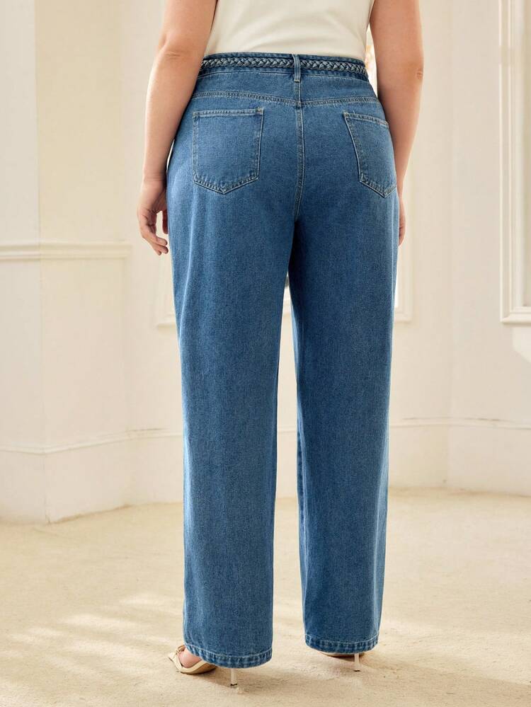 PLUS SIZE WOMEN STRAIGHT LEG JEANS, SPRING/SUMMER