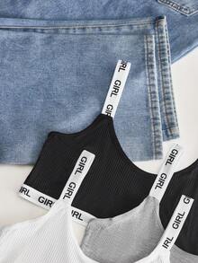 瑜珈3件套字母膠帶胸圍運動內衣 - 彩色 - 查看 3