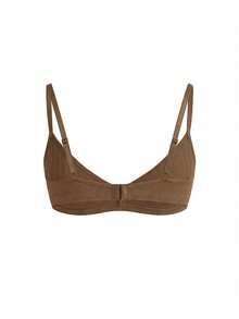 Ocili 100% Cotton Ribbed Comfortable Basic Minimalist Underwear, EasyComfort ChicAutumnCasual Women's Bra - Khaki - View 9