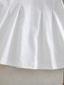 SHEIN 1 pieza Vestido casual blanco para niñas, con cuello y puños acanalados, adecuado para uso casual, al aire libre, deportes, fiesta - Amarillo - Ver 8
