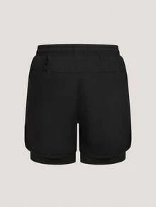 Driftmere Quần short nam 2 trong 1 có dây rút, in chữ, cạp chun. - màu đen - Xem 2