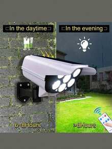 1PC Outdoor Solar Sensor Light, 2000 Lumens, 77 LED Bulbs, With Remote Control; Wireless Fake Surveillance Camera, Suitable For Hotel Porch, Garden, Patio, Driveway And Other Locations - Simulation camera light - View 8