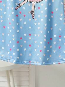 女童两件套睡衣，白色和粉色舒适甜美可爱兔子印花针织吊带裙家居服 - 淺藍色 - 查看 5