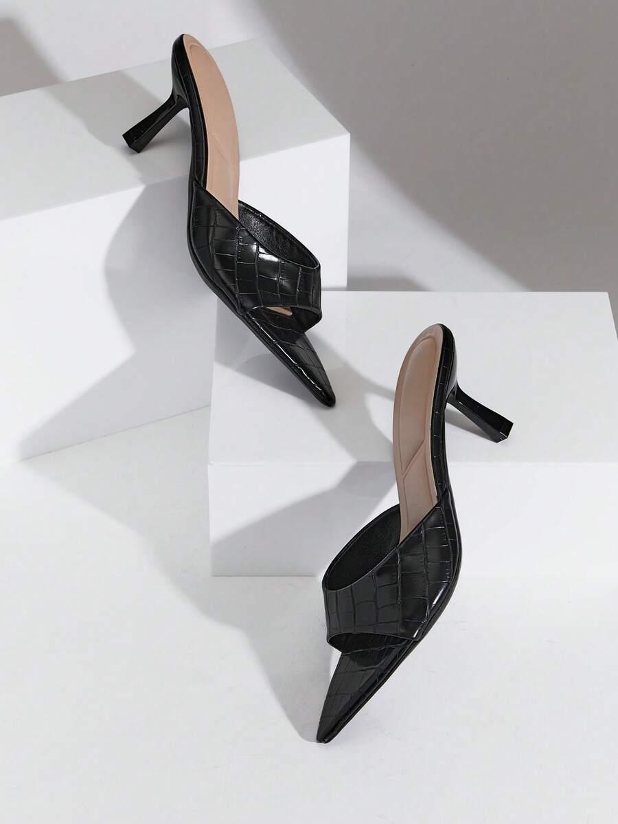 SHUZIA Giày sandal đế thấp mũi nhọn thoải mái dành cho nữ. - màu đen - Xem 1