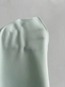 Elamini 女士V领珍珠贝壳装饰吊带裙，腰部收褶半身裙，缎面面料，适合春、夏、秋季穿着。 - 薄荷綠 - 查看 6