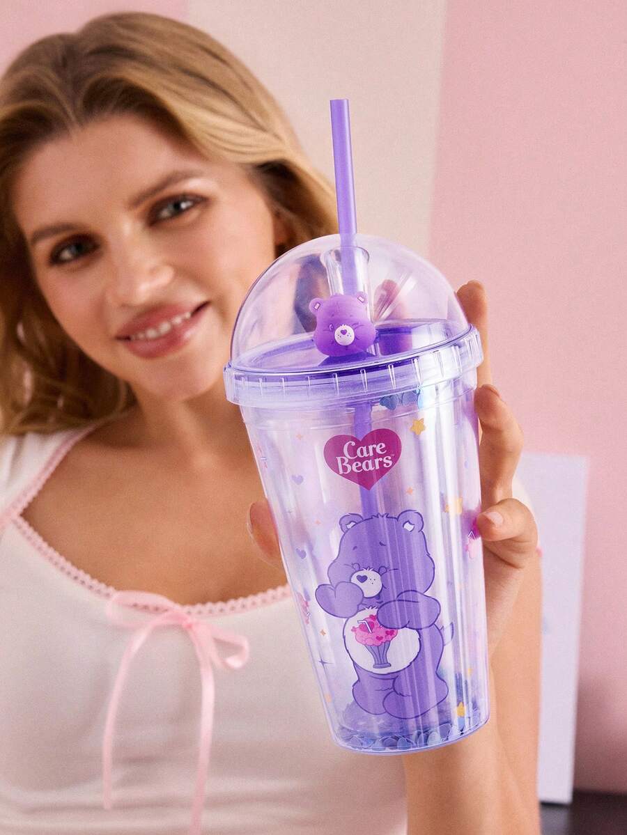 SHEIN X Care Bears 480毫升透明吸管杯 - 紫色 - 查看 1