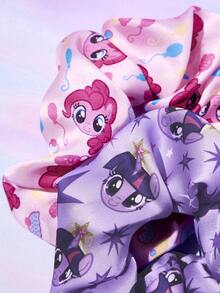 My Little Pony X SHEIN 4条甜美可爱卡通印花发圈，时尚亮面缎面发圈，糖果色系，适合居家或外出，尤其适合扎高马尾，暮光闪闪、碧琪和云宝黛西图案。 - 彩色 - 查看 6