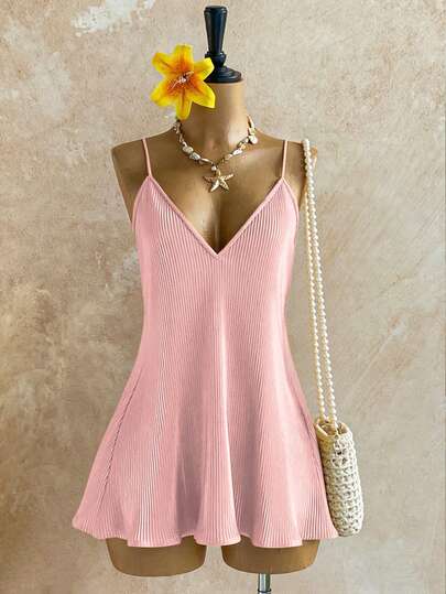 Roelina Women's Solid Color Pleated Casual Party Mid-Length Slip Dress Spring Outfit For Women Dress Cute Summer Dress For Women Summer Holiday Outfits Dress Spring Outfits For Women Dresses Picnic Dresses For Women Resort Wear Women Vacation Dress New Arrival Dress For Women Casual Ladies Dresses Tea Party Dress For Women Pin For Dress Zanea Dress For Woman Yisikado Dress Woman Dress