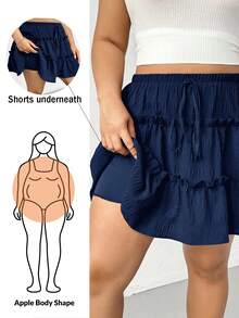 Shapeblank Thời trang nữ cỡ lớn mùa xuân/hè, phong cách thường ngày năng động, thoải mái, chân váy midi xếp ly màu đen đa năng, phối cùng quần short, quần nữ, quần hè, quần áo dễ thương cho người có đường cong, chân váy, trang phục đi chơi. - Màu xanh hải quân - Xem 7